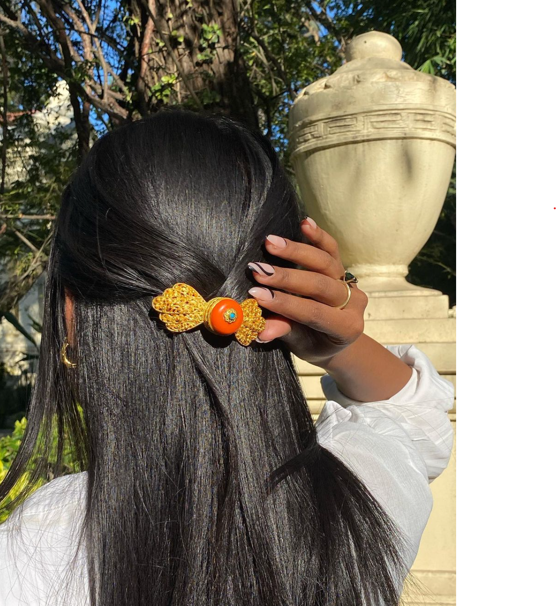 Orange Tibetan hairclip with intricate traditional design - elegant hair accessory for special events