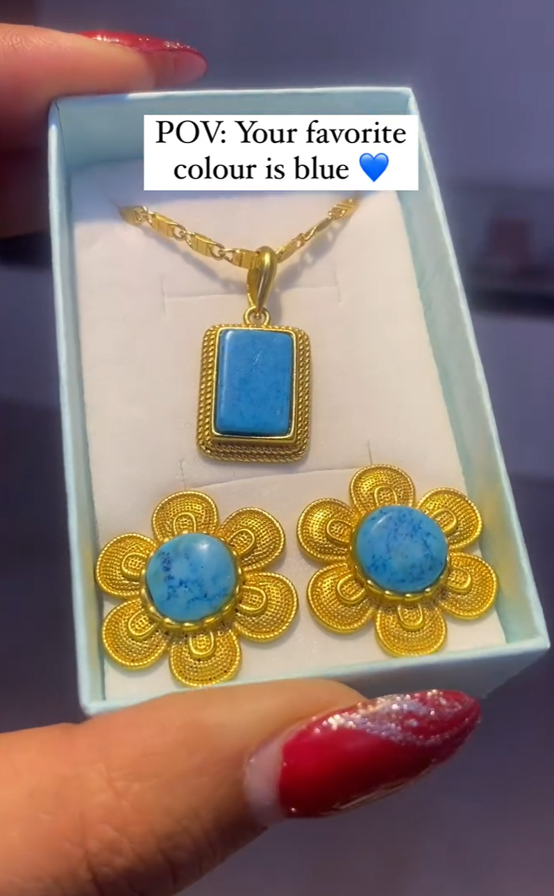 Ocean Petal Stud and Necklace Set