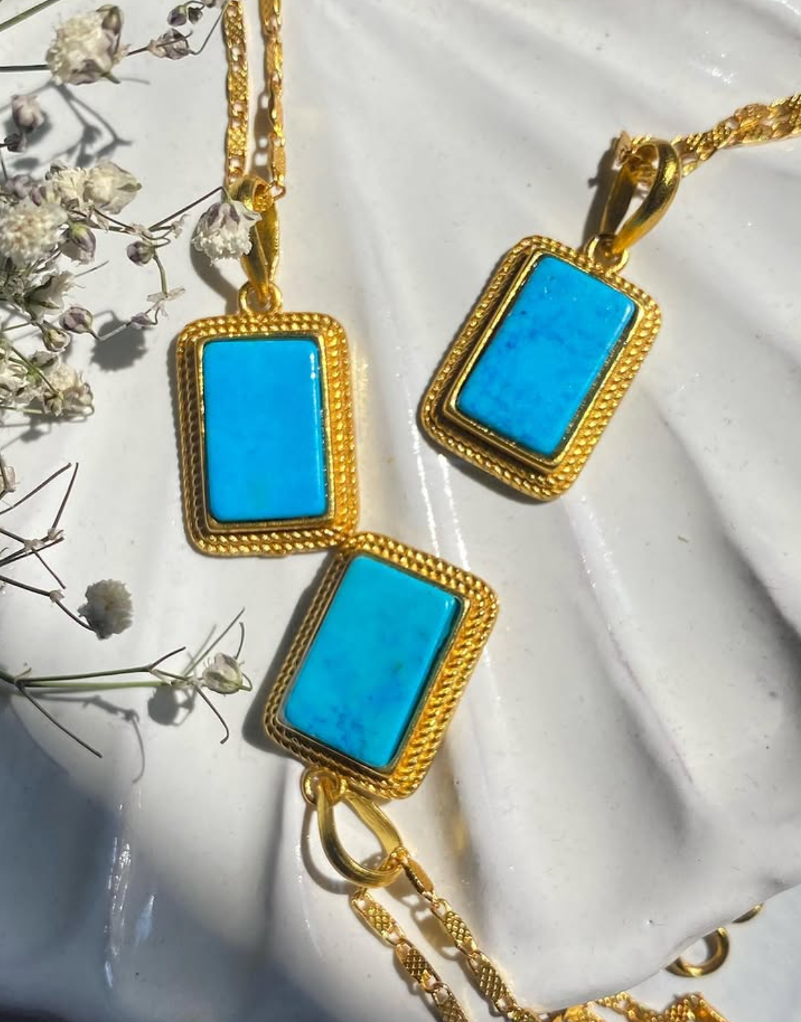 Ocean Petal Stud and Necklace Set