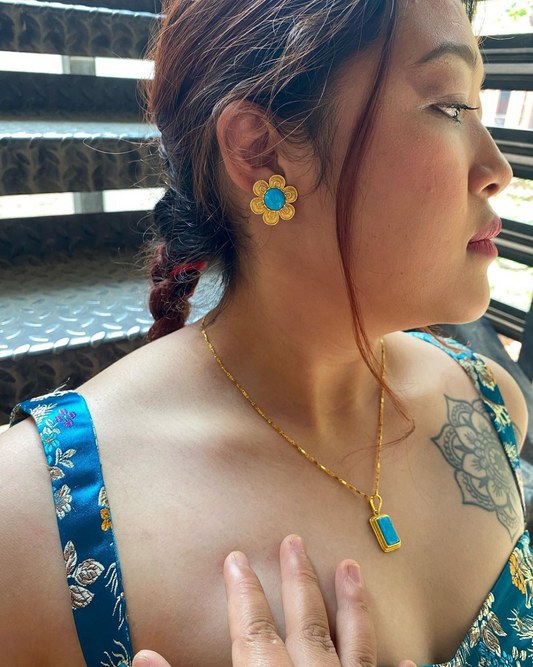 Ocean Petal Stud and Necklace Set